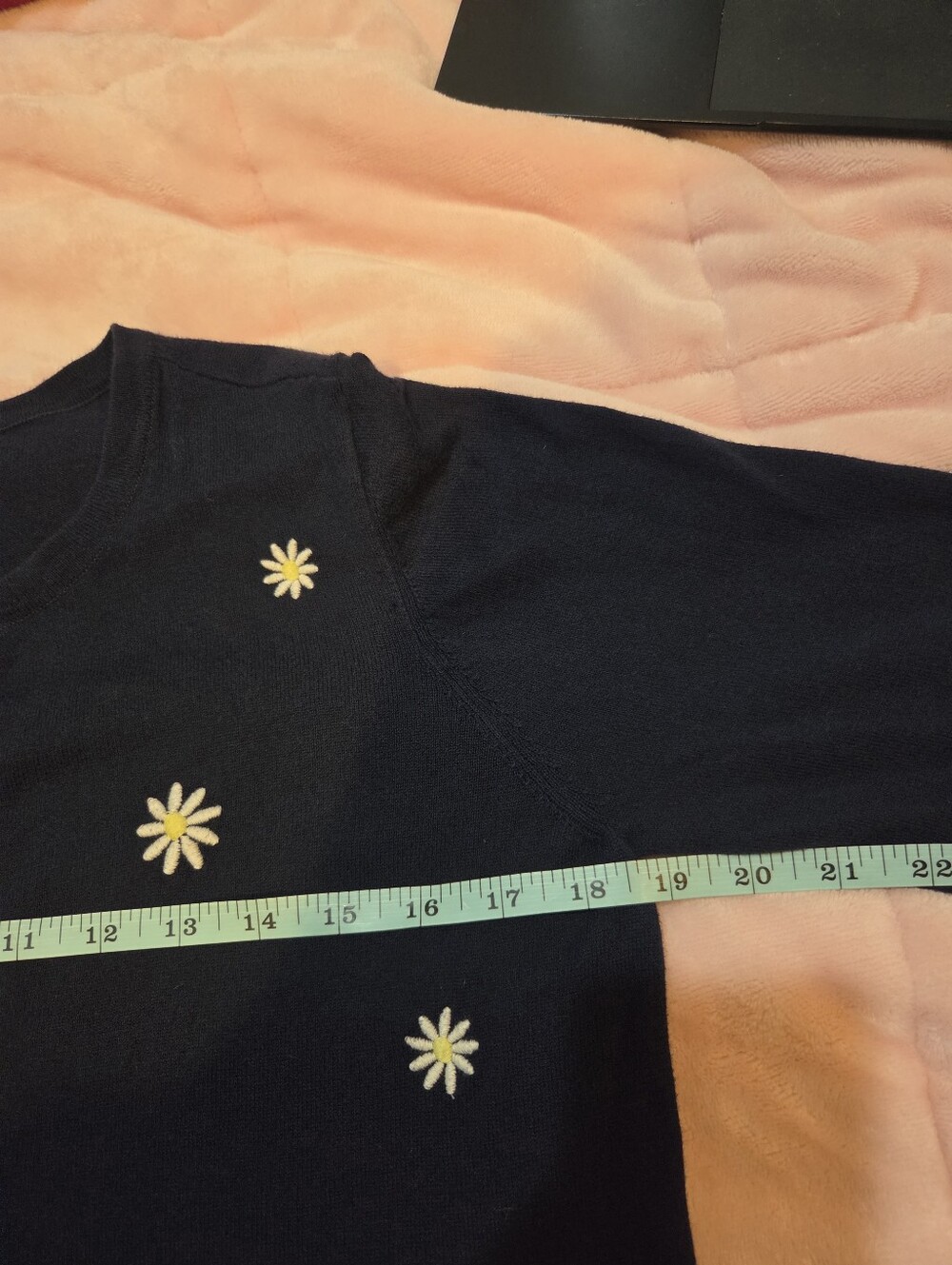 Loft Navy Blue Floral Daisy Button Down Women's Feminine Cotton Cardigan Medium - Picture 9 of 10